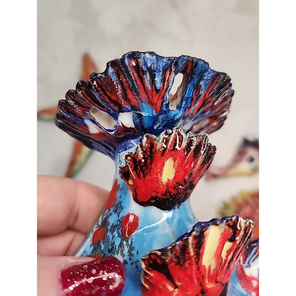 Vintage Italy Terra Cotta Sea Life Wall Hangings Set Of 3 - Picture 5 of 16